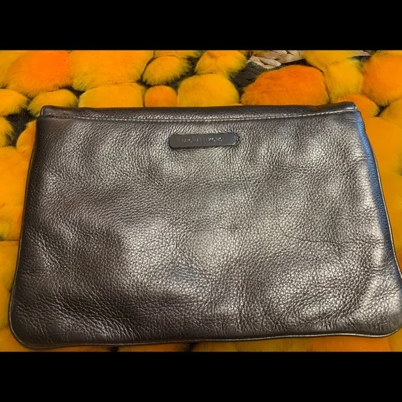 Michael Kors  Metallic Grey/Silver Leather Clutch - Picture 2 of 12